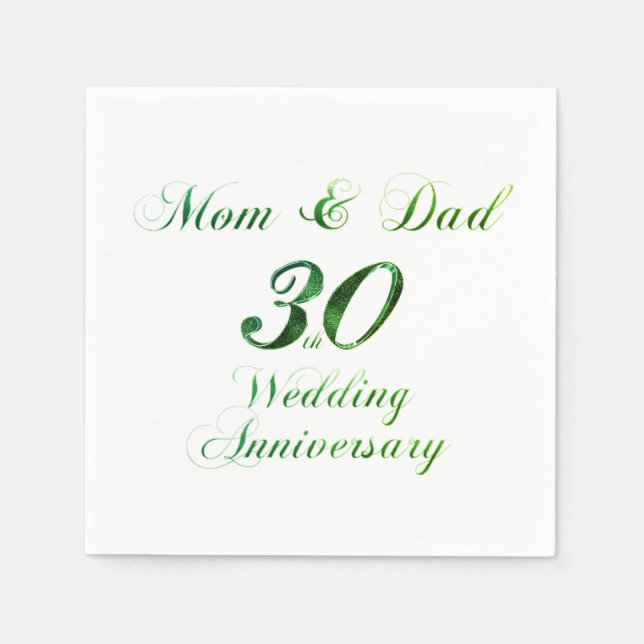 30th Anniversary Parents Pearl Wedding Anniversary Napkin (Front)