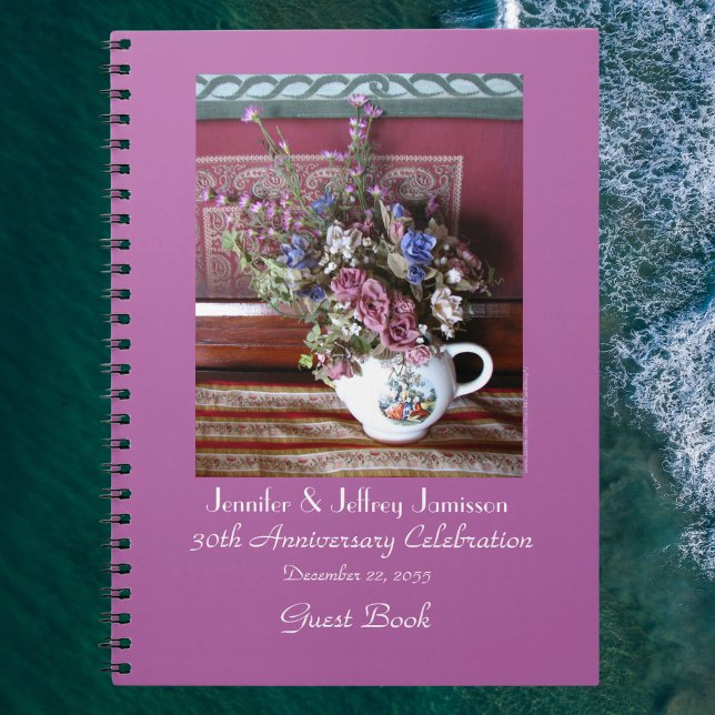30th Anniversary Party Guest Book, Vintage Teapot  Notebook (Creator Uploaded)