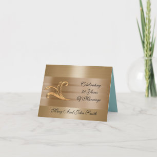 30Th anniversary party invitation gold satin card