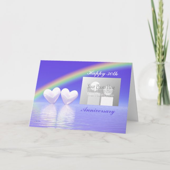 30th Anniversary Pearl Hearts (for photo) Card (Front)
