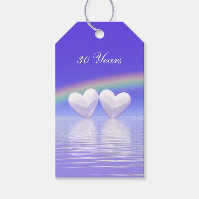 30th Anniversary Pearl Hearts Gift Tags (Front)