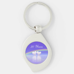 30th Anniversary Pearl Hearts Key Ring