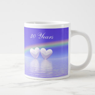 30th Anniversary Pearl Hearts Large Coffee Mug
