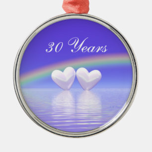 30th Anniversary Pearl Hearts Metal Tree Decoration