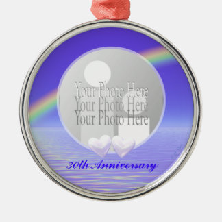 30th Anniversary Pearl Hearts (photo frame) Metal Tree Decoration