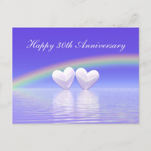 30th Anniversary Pearl Hearts Postcard (Front)