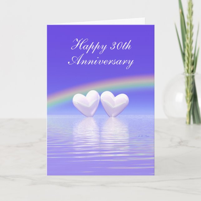 30th Anniversary Pearl Hearts (Tall) Card (Front)