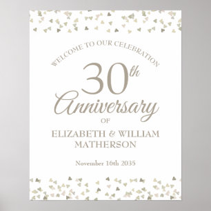 30th Anniversary Pearl Love Hearts Welcome Sign