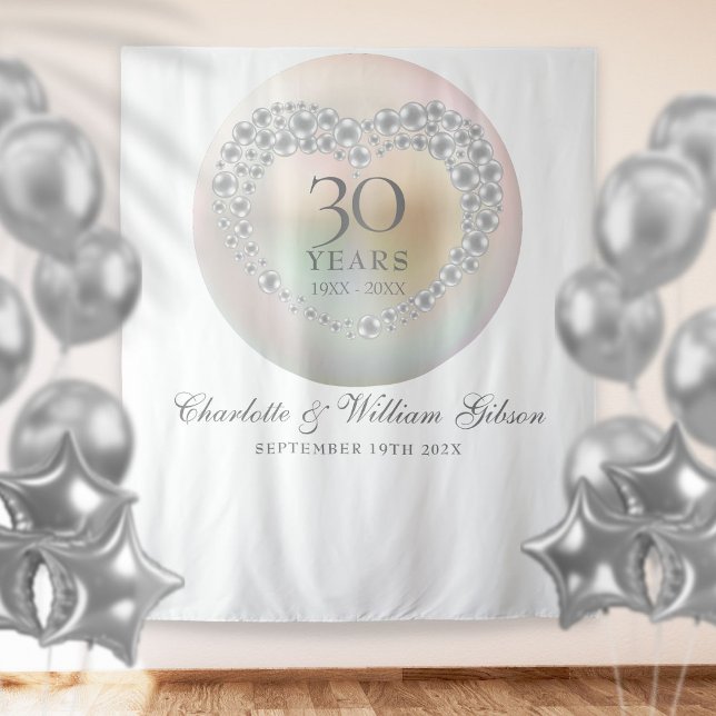 30th Anniversary Pearl Photo Booth Backdrop Tapestry (Creator Uploaded)