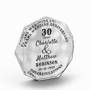 30th Anniversary Pearl Wedding Gift Personalised 