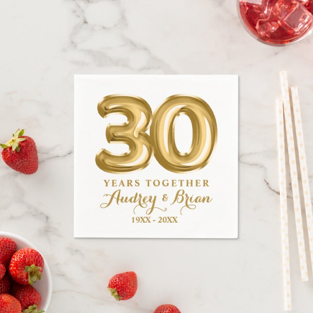 30th Anniversary Personalised Napkin (Insitu)