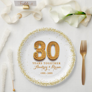 30th Anniversary Personalised Paper Plate
