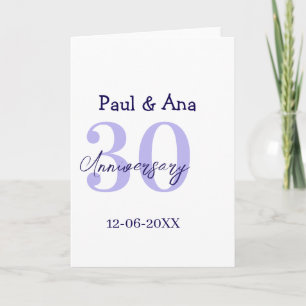 30th anniversary purple bold letter name simple re card