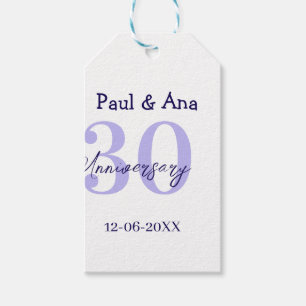 30th anniversary purple bold letter name simple re gift tags