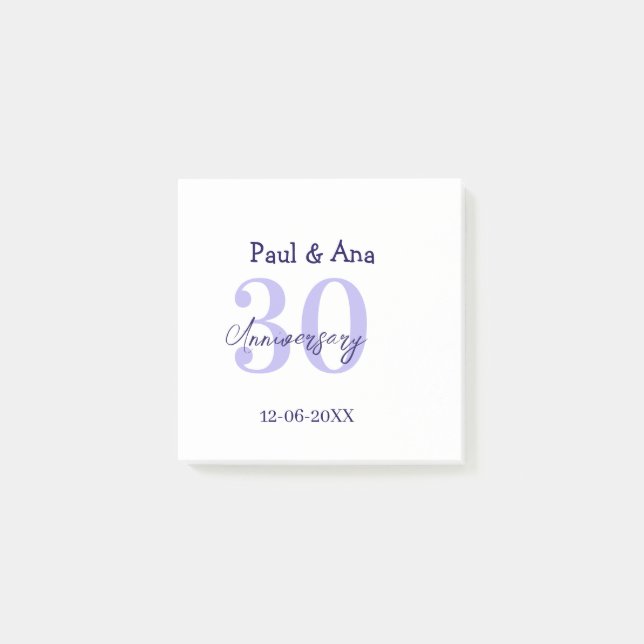 30th anniversary purple bold letter name simple re post-it notes (Front)