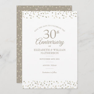 30th Anniversary Save the Date Hearts Confetti  Invitation