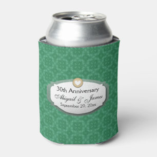 30th Anniversary Wedding Anniversary Green Z08 Can Cooler