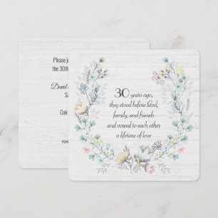 30th Anniversary Wreath On Wood Invitation