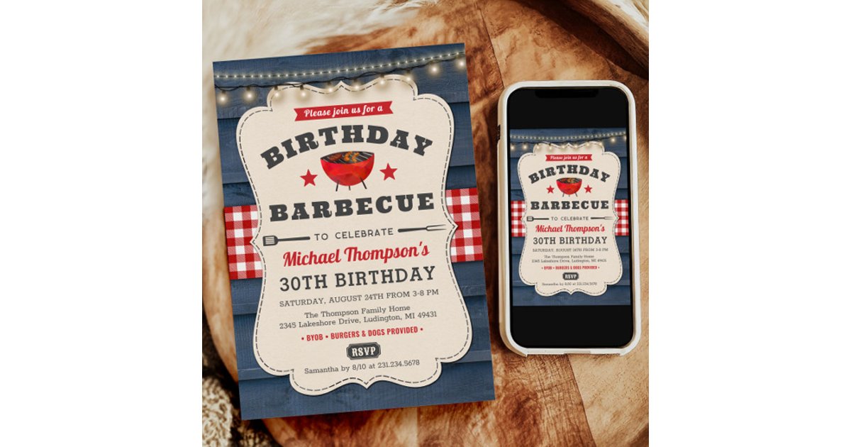 30th BBQ Birthday Summer Barbecue Party Invitation | Zazzle