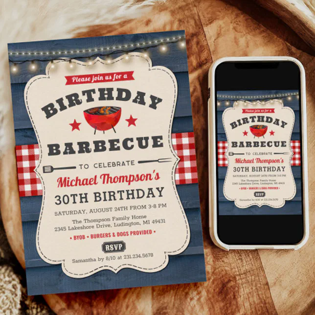 30th BBQ Birthday Summer Barbecue Party Invitation | Zazzle