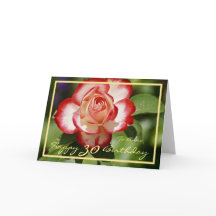 30th Bday Anna Red White Rose Elegant Gold Frame