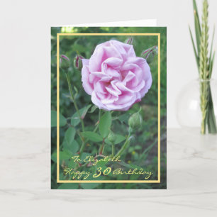 30th Bday Elizabeth Purple Rose Elegant Gold Frame Card