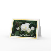 30th Bday Mariah White Roses Modern Golden Frame