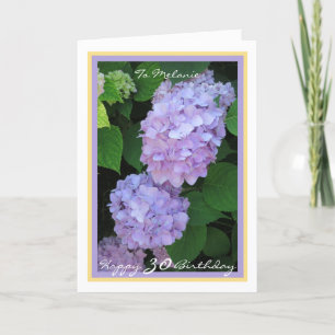30th Bday Melanie Hydrangeas Modern Golden Frame Card