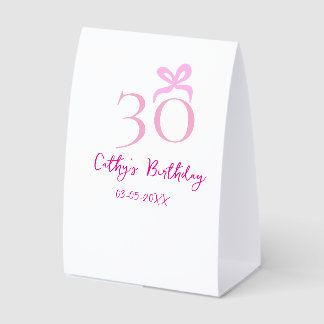 30TH BIIRTHDAY pink bow PASTEL HANDDRAWN RETRO