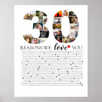 30th birhday reasons why we love you photo collage