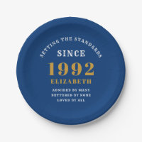 30th Birthday 1992 Elegant Chic Gold Blue