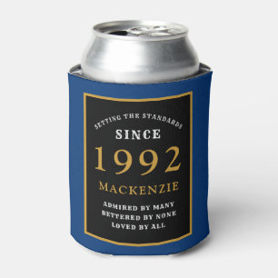 30th Birthday 1992 Name Elegant Black Gold Blue Ca Can Cooler