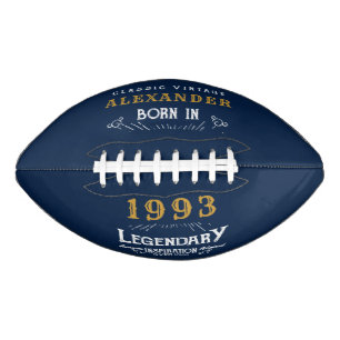 30th Birthday 1993 Add Name Legend Blue Gold American Football