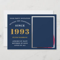 30th Birthday 1993 Name Photo Blue Gold