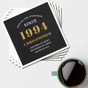 30th Birthday 1994 Black Gold Napkin