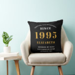 30th Birthday 1995 Black Gold lady's Personalised Cushion<br><div class="desc">A personalised classic throw pillow design for that birthday celebration for special person born in 1995. Add the name to this vintage retro style black, white and gold design for a custom birthday gift. Easily edit the name and year with the template provided. A wonderful custom birthday gift. More gifts...</div>