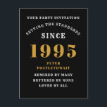 30th Birthday 1995 Black Gold Postcard<br><div class="desc">Elegant Black and Gold 30th Birthday Invitation - Create Your Own Personalised Design. Setting the stage for a remarkable celebration starts with the perfect invitation. Our elegant black and gold 30th birthday invitation is the perfect choice for this milestone event. Bathed in black for a touch of sophistication and adorned...</div>
