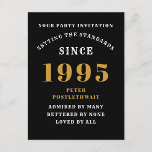 30th Birthday 1995 Black Gold Postcard