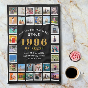 30th Birthday 1996 Family Memories Photo Collage  Tea Towel