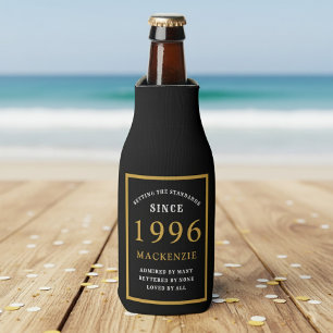 30th Birthday 1996 Name Elegant Chic Black Gold Bottle Cooler