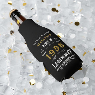 30th Birthday 1996 Name Legend Chic Black Gold Bottle Cooler