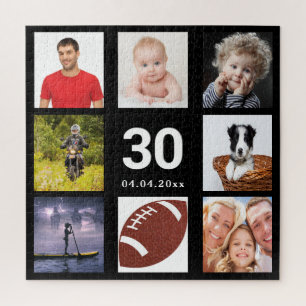 30th birthday 30 photo collage guy man black jigsaw puzzle