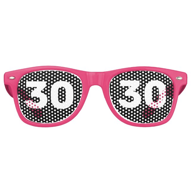 30TH BIRTHDAY 30 pink PARTY SUNGLASSES (Front)
