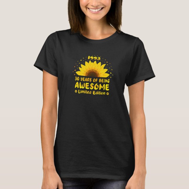 30th Birthday 30 Year Old Sunflower Lover Women Bo T-Shirt (Front)