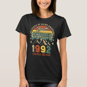 30th Birthday 30 Years Awesome Since October 1992  T-Shirt