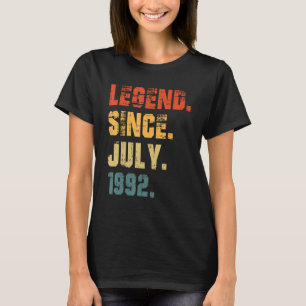30th Birthday 30 Years Old Legend Since July 1992 T-Shirt