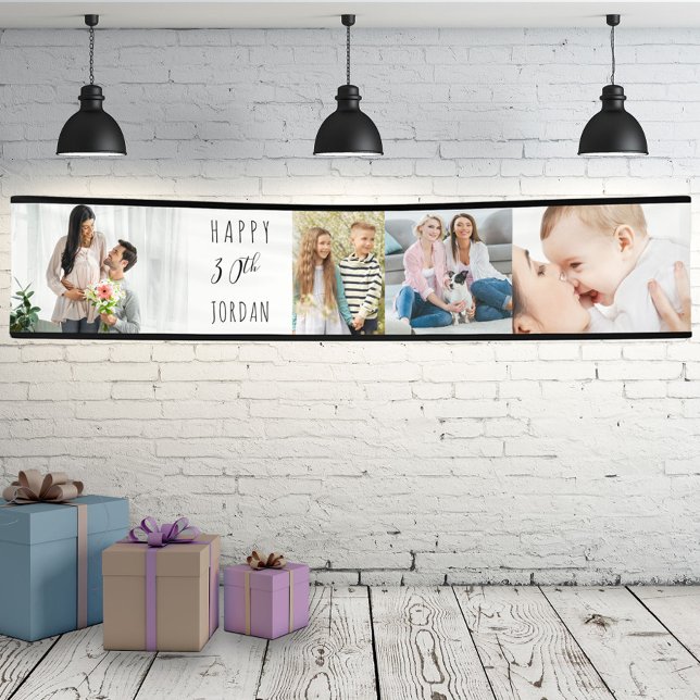 30th Birthday 4 Photo Strip Personalised Banner (Creator Uploaded)