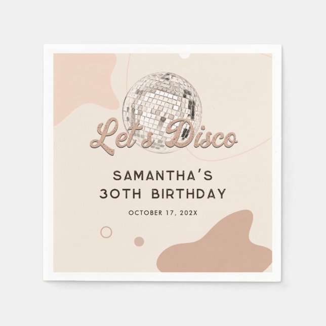 30th Birthday 70s Retro Disco Party Paper Napkin (Front)