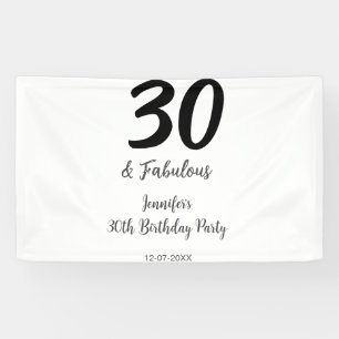 30th birthday add name date year black  banner
