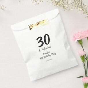30th birthday add name date year black favour bags
